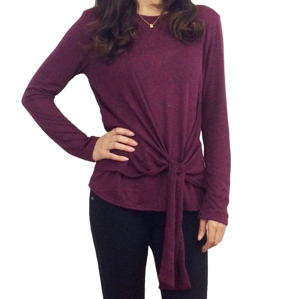 Burgundy Knotted Top - Picture 2 of 5